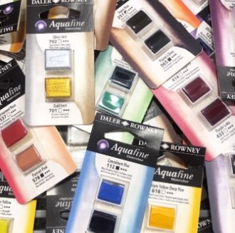 Daler Rowney : Aquafine Travel Watercolor Paint Set : Half Pan