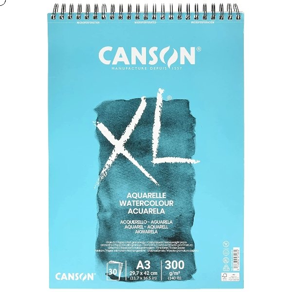  Canson XL Watercolour 300gsm A3 Paper, Cold Pressed