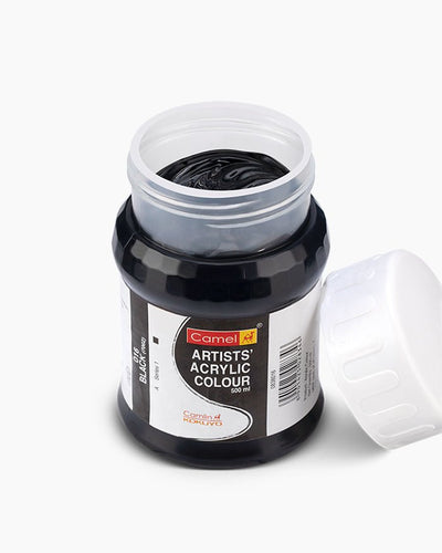 Camel Acrylic 500ml 016 Black | Reliance Fine Art |Camel Artist Acrylic Paint