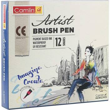 Camlin Artist Brush pen set 12 (T-12) | Reliance Fine Art |Illustration Pens & Brush Pens