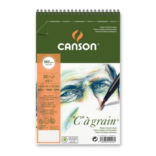 Canson "C"a` Grain Pad 180gsm A5+ Spiral Bound | Reliance Fine Art |Art PadsSketch Pads & Papers