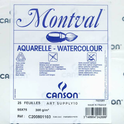 L'Aquarelle Canson Héritage Watercolor Paper - Sheet, Hot Press, 22 x 30, 300  lb (640 gsm)