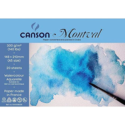 CANSON XL Watercolour 300gsm A4 Paper, Cold Pressed, Spiral Pad Short Side,  30 White Sheets, Ideal for Professional Artists
