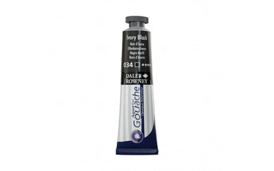 Daler Rowney Aquafine Gouache 15 ML Ivory Black (136015034) | Reliance Fine Art |Daler Rowney Aquafine Gouache TubesGouache Paints