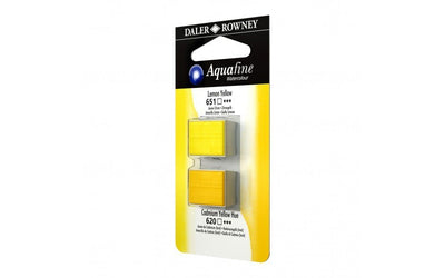 Daler-Rowney Aquafine Watercolour - Half Pan Twin Set - Lemon Yellow/Cadmium Yellow Hue | Reliance Fine Art |Daler Rowney Aquafine Watercolor Half PansWater ColorWatercolor Paint