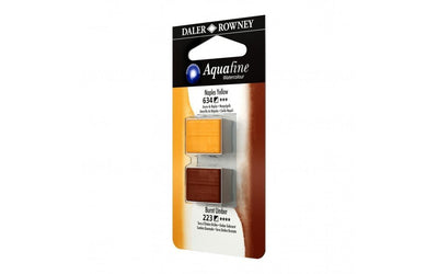 Daler-Rowney Aquafine Watercolour - Half Pan Twin Set - Naples Yellow/Burnt Umber | Reliance Fine Art |Daler Rowney Aquafine Watercolor Half PansWater ColorWatercolor Paint