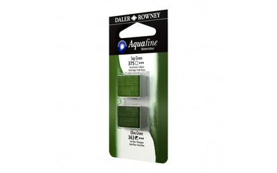 Daler-Rowney Aquafine Watercolour - Half Pan Twin Set - Sap Green/Olive Green | Reliance Fine Art |Daler Rowney Aquafine Watercolor Half PansWater ColorWatercolor Paint