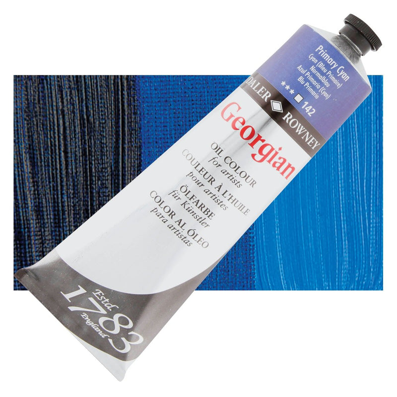 Daler Rowney Georgian Oil 225 ML Primary Cyan (142) | Reliance Fine Art |Daler & Rowney Georgian Oil ColoursOil Paints