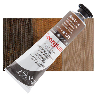 Daler Rowney Georgian Oil 38 ML Burnt Umber (223) | Reliance Fine Art |Daler & Rowney Georgian Oil ColoursOil Paints