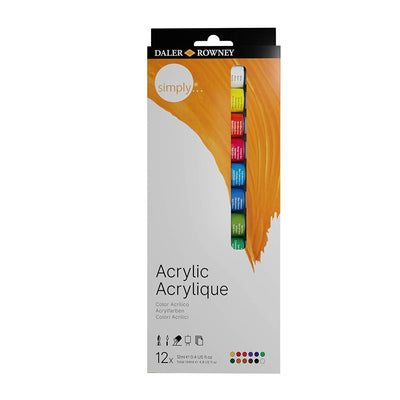 Daler & Rowney Simply Acrylic Colour Set (12 Shades x 12ML) | Reliance Fine Art |Acrylic Paint SetsPaint Sets