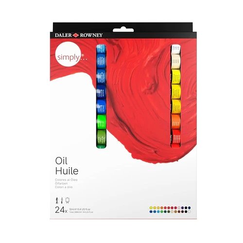 Daler & Rowney Simply Oil Colour Set (24 Shades x 12ml) | Reliance Fine Art |Oil Paint SetsPaint Sets