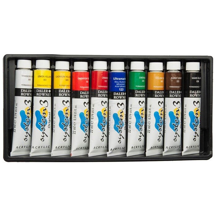 Daler-Rowney System3 Acrylic Intro Set (10 Shades x22ml) | Reliance Fine Art |Acrylic Paint SetsPaint Sets