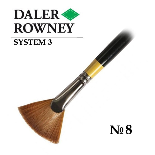 Daler-Rowney System3 Fan Brush SY46/Size 8 | Reliance Fine Art |Acrylic BrushesAcrylic Paint BrushesDaler Rowney System3 Brushes