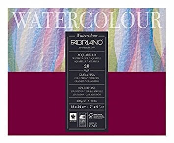 Fabriano Studio Watercolor Pad - 9'' x 12'', 200 gsm, Hot Press, 75 Sheets