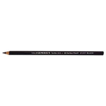 Generals Black Scribe All Multisurface Pencil Single (L-1251) | Reliance Fine Art |Individual Charcoal & Graphite Pencils