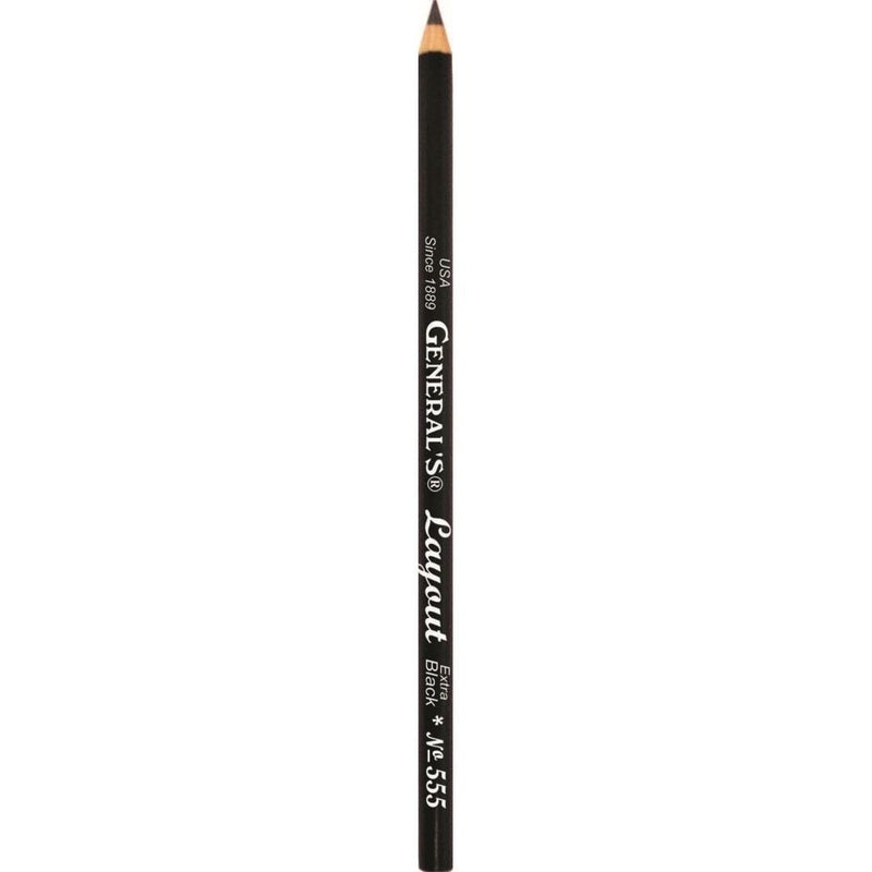 Generals Layout Pencil - Extra Black Soft (L-555) | Reliance Fine Art |Individual Charcoal & Graphite Pencils