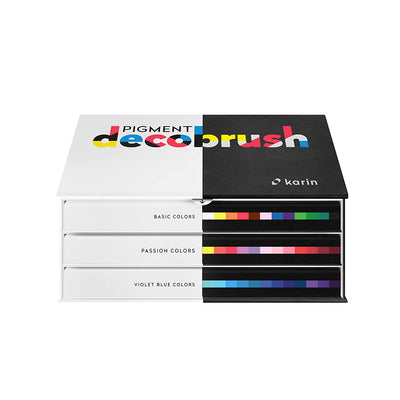 Karin PIGMENT decobrush DESIGNER Set 36 pcs. (Basic, Passion, Violet-Blue) (29C8) | Reliance Fine Art |Illustration Pens & Brush Pens