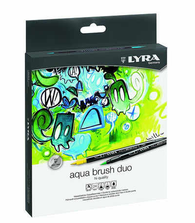 Lyra Aqua Brush Duo Double Ended Brush Pen Set of 24 ((L6521240)) | Reliance Fine Art |Illustration Pens & Brush Pens