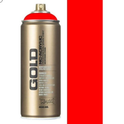 Montana Gold Acrylic Spray Paint 400 ML Fluorescent Fire Red (F3000) | Reliance Fine Art |Spray Paint