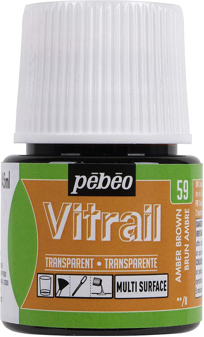 Pebeo Vitrail 45 ML Transparent Glass Colour Amber Brown (59) | Reliance Fine Art |Glass & Silk ColoursPebeo Vitrail Glass Colours