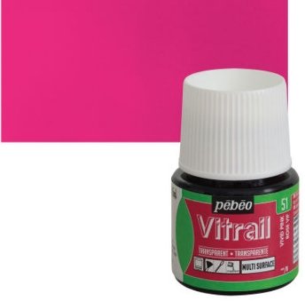 Pebeo Vitrail 45ml Transparent Glass Colou Vivid Pink (51) | Reliance Fine Art |Glass & Silk ColoursPebeo Vitrail Glass Colours