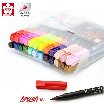 Sakura Koi Colouring Brush Pens Set of 24 | Reliance Fine Art |Illustration Pens & Brush Pens