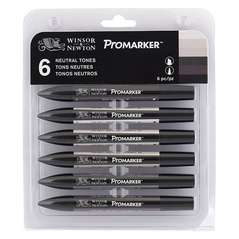 Winsor & Newton Promarker 6 Neutral Tones | Reliance Fine Art |Markers