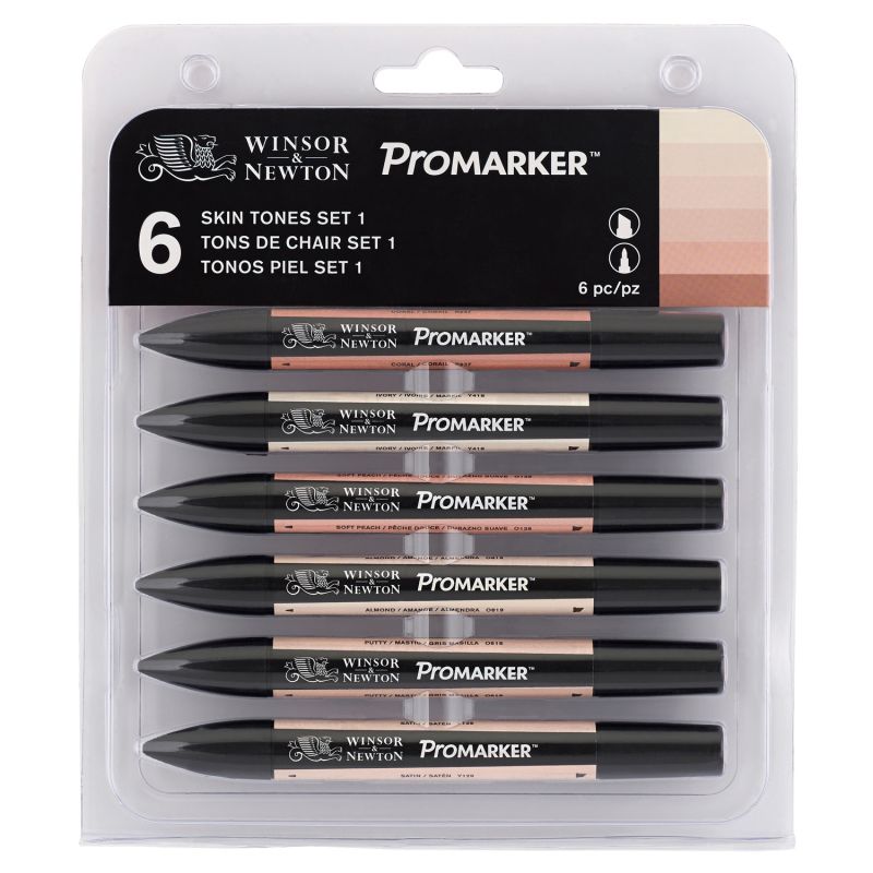 Winsor & Newton Promarker 6 Skin Tones - Set 1 | Reliance Fine Art |Markers